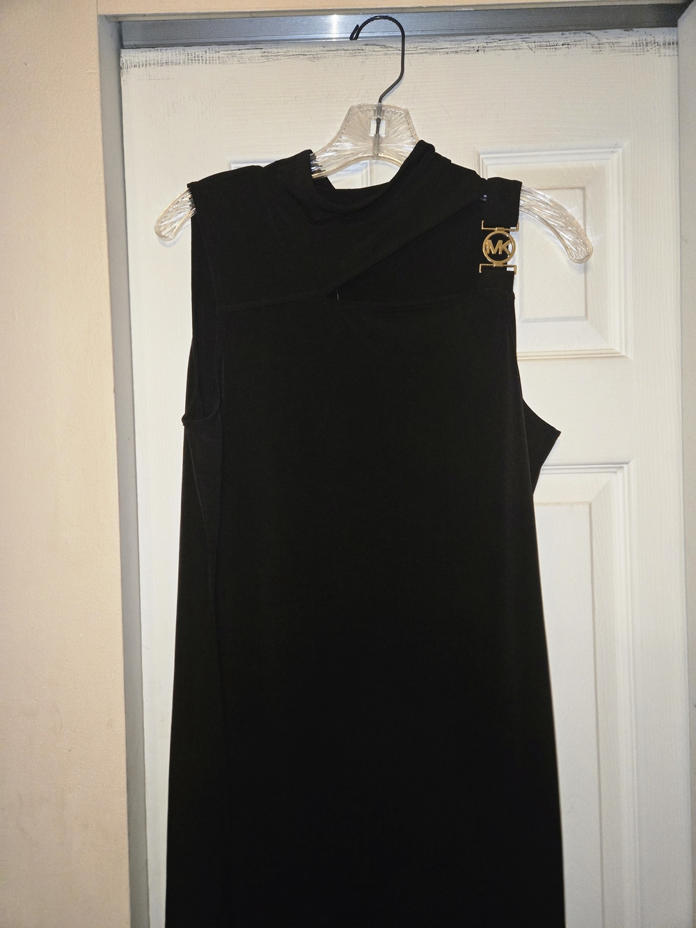 Michael Kors Black Sleeveless Mock Neck Dress with Signature MK Hardware